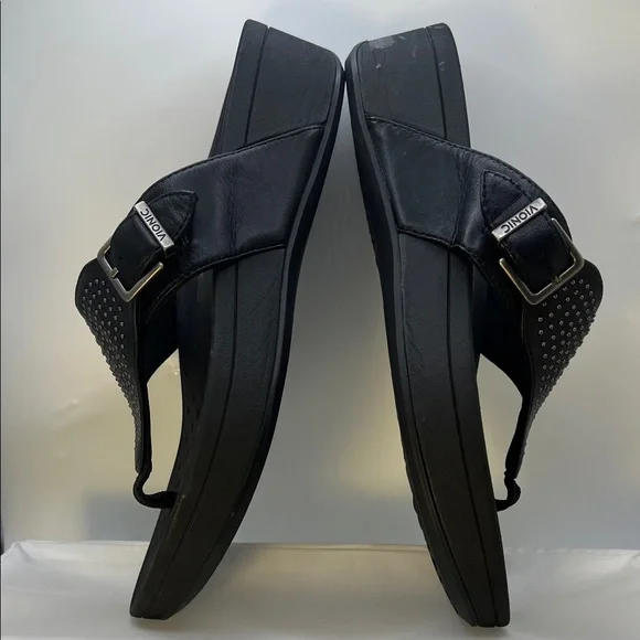 Vionic Black Studded Wedge Sandals-Women's-Size 9-Casual-Comfy-Vacation-Adjust - Picture 10 of 16